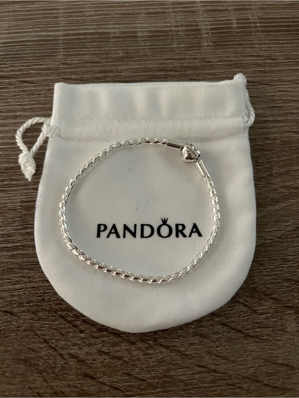 Pandora Silver Heart Clasp Rope Chain Bracelet - Picture 1 of 2